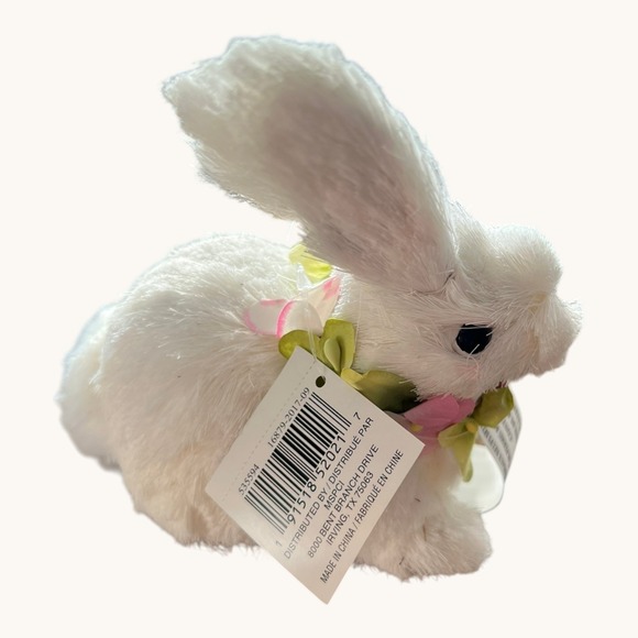 Ashland Easter Bunny Tabletop Decor White Floral Collar Brand New NWT Spring - Picture 3 of 6
